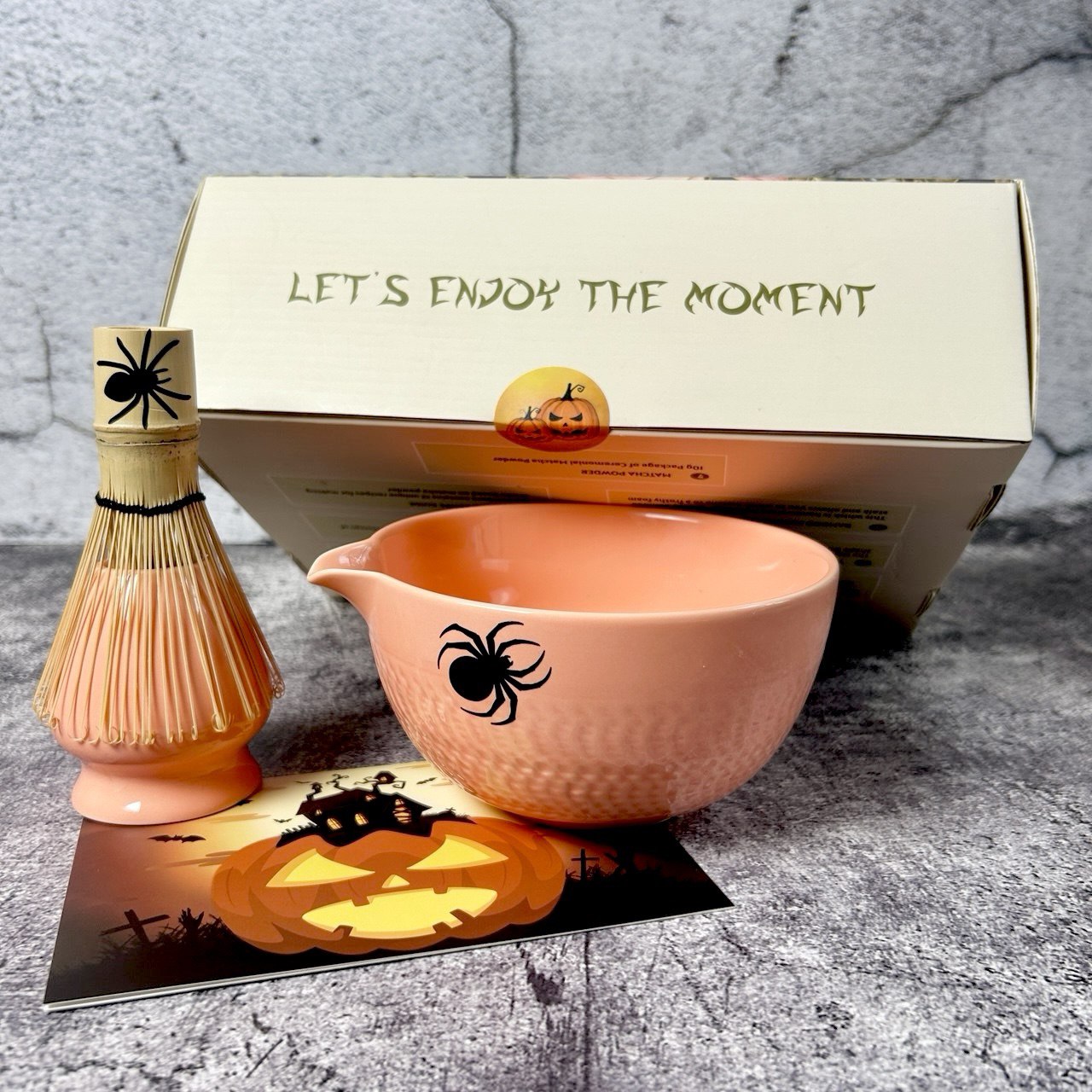 Halloween Personalized Matcha Tea Set – Spooky Gift with Custom Card